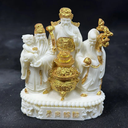 Fu Lu Shou Characters Fortune Small Figurines Resin Art Sculpture High quality home room, office decorations Free delivery