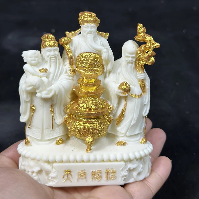 Fu Lu Shou Characters Fortune Small Figurines Resin Art Sculpture High quality home room, office decorations Free delivery