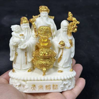 Fu Lu Shou Characters Fortune Small Figurines Resin Art Sculpture High quality home room, office decorations Free delivery