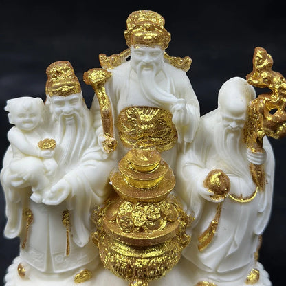 Fu Lu Shou Characters Fortune Small Figurines Resin Art Sculpture High quality home room, office decorations Free delivery