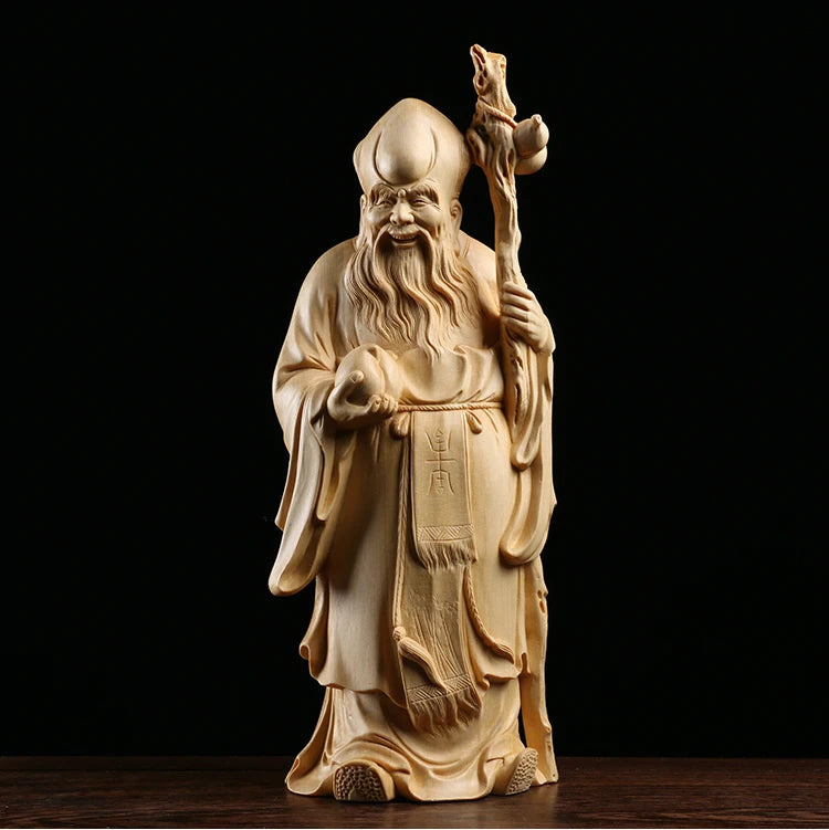 Fu Lu Shou Solid Wood Carving 3 Stars Gods  Home Decor