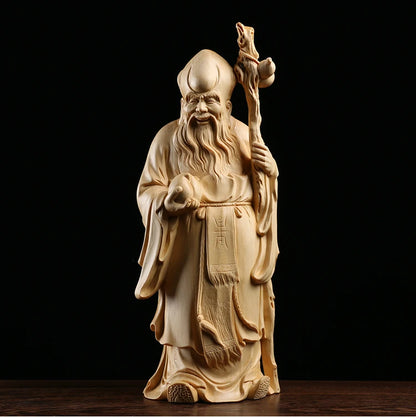 Fu Lu Shou Solid Wood Carving 3 Stars Gods  Home Decor