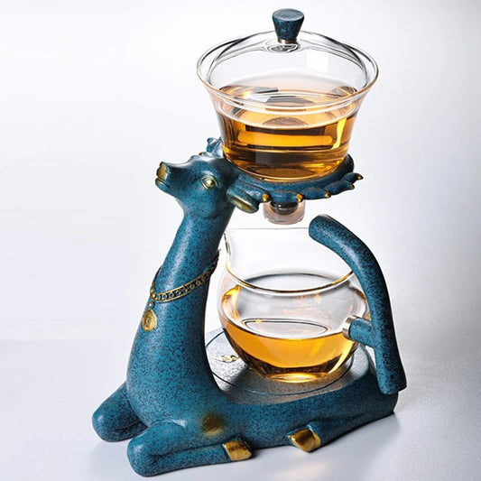 Full Automatic Creative Deer Glass Teapot Heat-resistant  Infuser Tea Turkish Drip Pot 220V Heating Base For Tea Coffee Make