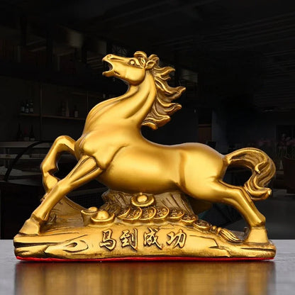 Full Copper Lucky Horse To Success Ornaments Running Horse Home Study Office Desktop Decorations  Sculptures