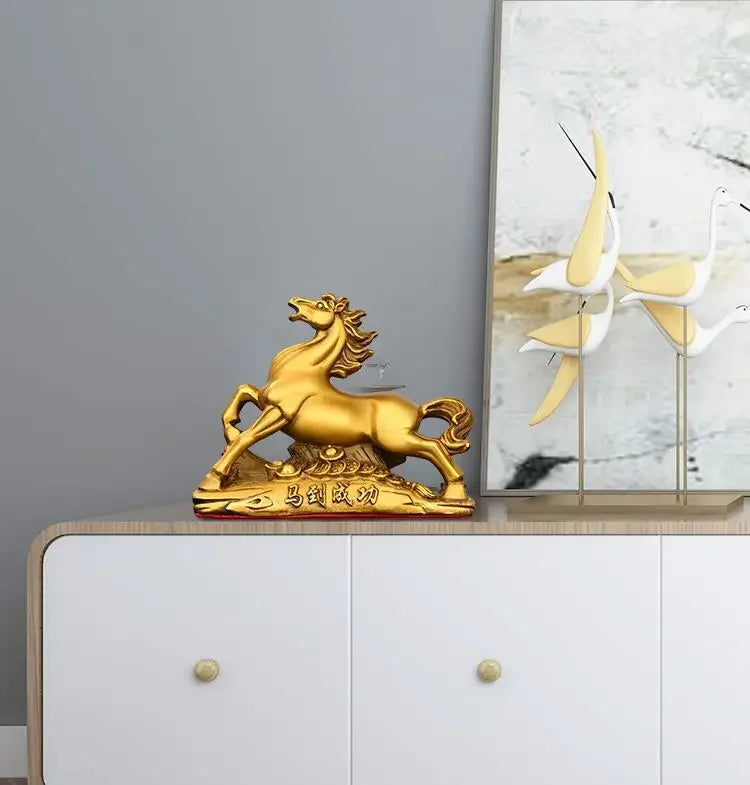 Full Copper Lucky Horse To Success Ornaments Running Horse Home Study Office Desktop Decorations  Sculptures