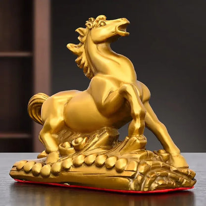 Full Copper Lucky Horse To Success Ornaments Running Horse Home Study Office Desktop Decorations  Sculptures