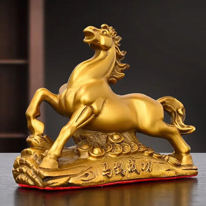 Full Copper Lucky Horse To Success Ornaments Running Horse Home Study Office Desktop Decorations  Sculptures
