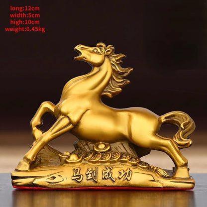 Full Copper Lucky Horse To Success Ornaments Running Horse Home Study Office Desktop Decorations  Sculptures