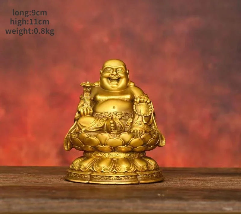 Full Copper Lucky Maitreya Ornament Big Belly Laughing Buddha Attracting Wealth Buddha Household Statue