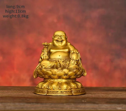 Full Copper Lucky Maitreya Ornament Big Belly Laughing Buddha Attracting Wealth Buddha Household Statue