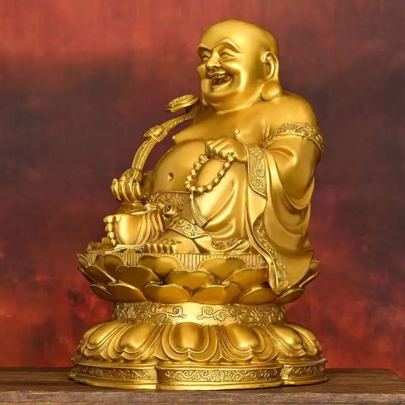 Full Copper Maitreya Ornament Big Belly Laughing Buddha Attracting Wealth Buddha Household Offerings Statue