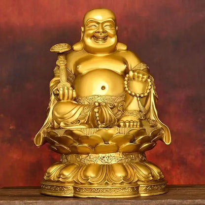 Full Copper Maitreya Ornament Big Belly Laughing Buddha Attracting Wealth Buddha Household Offerings Statue