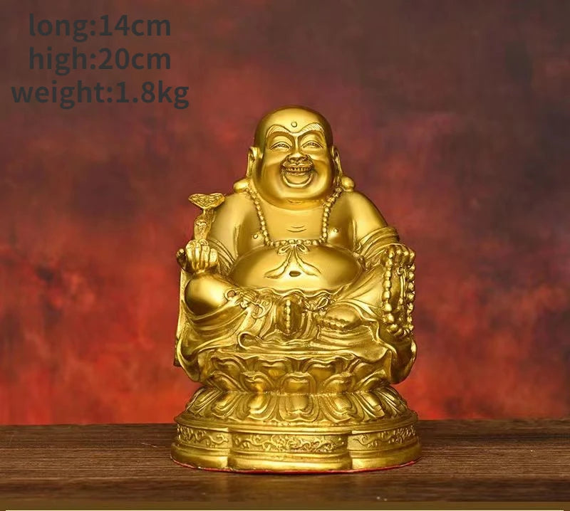 Full Copper Maitreya Ornament Big Belly Laughing Buddha Attracting Wealth Buddha Household Offerings Statue