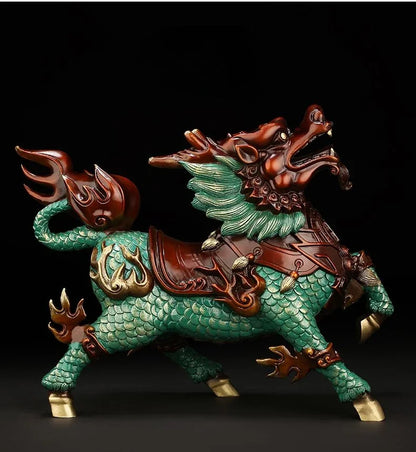 Full Copper Unicorn Ornaments Attract Wealth Animal Fire Unicorn Living Room TV Cabinet Decor Office Miniatures