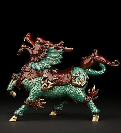 Full Copper Unicorn Ornaments Attract Wealth Animal Fire Unicorn Living Room TV Cabinet Decor Office Miniatures