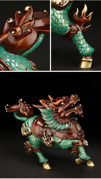 Full Copper Unicorn Ornaments Attract Wealth Animal Fire Unicorn Living Room TV Cabinet Decor Office Miniatures