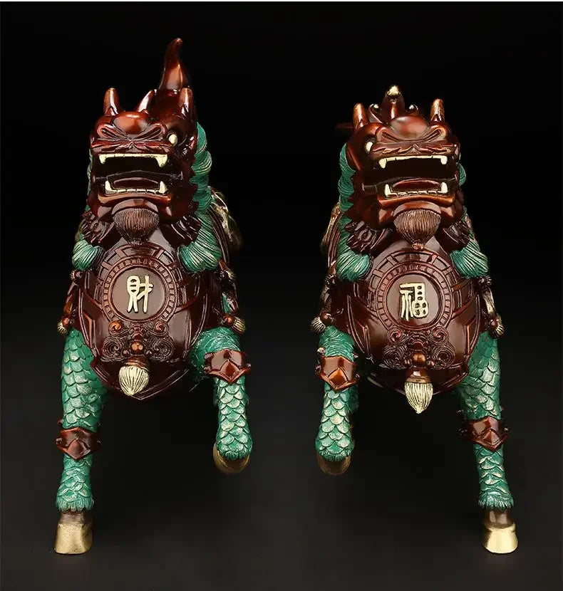 Full Copper Unicorn Ornaments Attract Wealth Animal Fire Unicorn Living Room TV Cabinet Decor Office Miniatures
