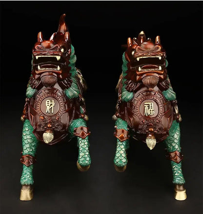 Full Copper Unicorn Ornaments Attract Wealth Animal Fire Unicorn Living Room TV Cabinet Decor Office Miniatures