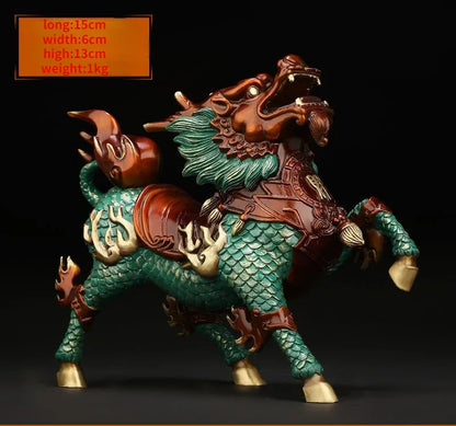 Full Copper Unicorn Ornaments Attract Wealth Animal Fire Unicorn Living Room TV Cabinet Decor Office Miniatures