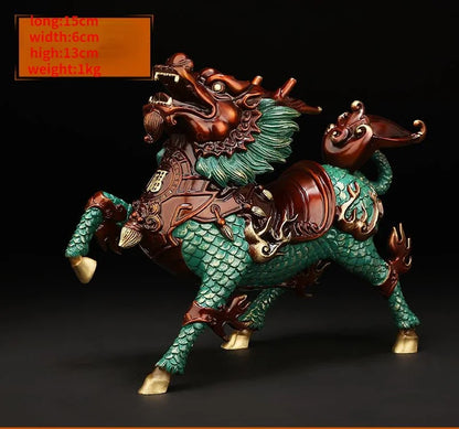 Full Copper Unicorn Ornaments Attract Wealth Animal Fire Unicorn Living Room TV Cabinet Decor Office Miniatures