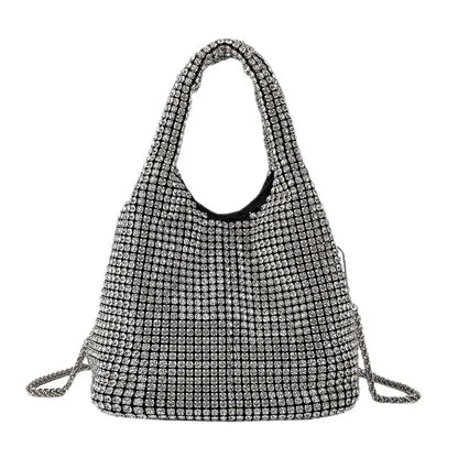 Full Diamond Bucket Bag Women's 2024 Summer Korean Style Dinner Handbag Temperament Versatile Wrist Bag Crossbody Bag