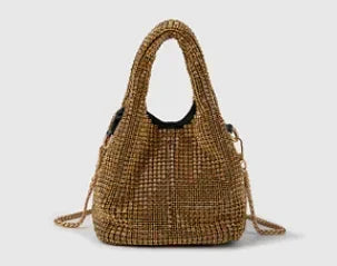 Full Diamond Bucket Bag Women's 2024 Summer Korean Style Dinner Handbag Temperament Versatile Wrist Bag Crossbody Bag