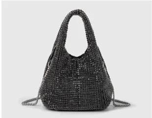 Full Diamond Bucket Bag Women's 2024 Summer Korean Style Dinner Handbag Temperament Versatile Wrist Bag Crossbody Bag
