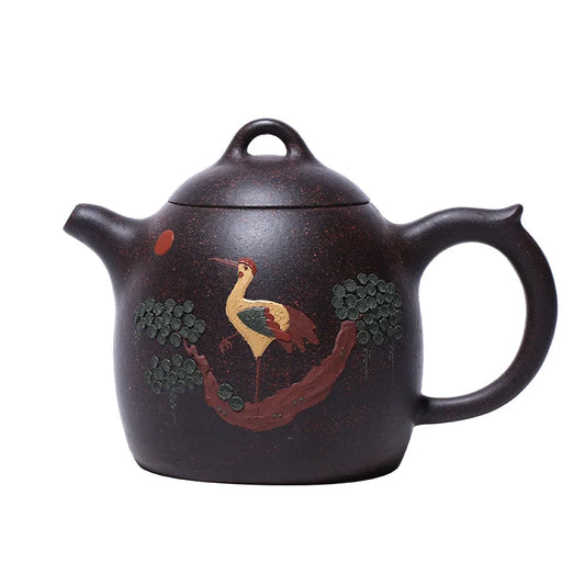 Full Handmade Songhe Qinquan Zisha Teapot, Yixing Handmade Pot, Kung-Fu Teaware, Purple Clay Drinkware for Puer, Green, Black