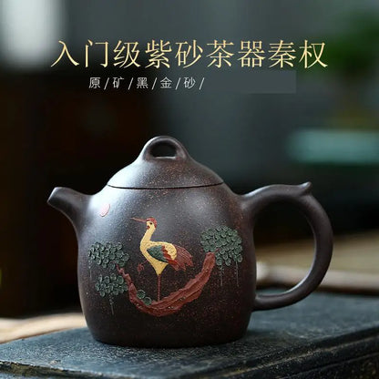 Full Handmade Songhe Qinquan Zisha Teapot, Yixing Handmade Pot, Kung-Fu Teaware, Purple Clay Drinkware for Puer, Green, Black