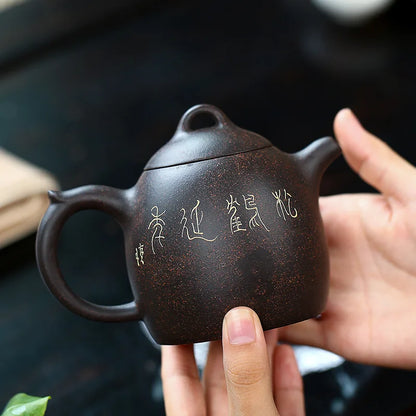 Full Handmade Songhe Qinquan Zisha Teapot, Yixing Handmade Pot, Kung-Fu Teaware, Purple Clay Drinkware for Puer, Green, Black