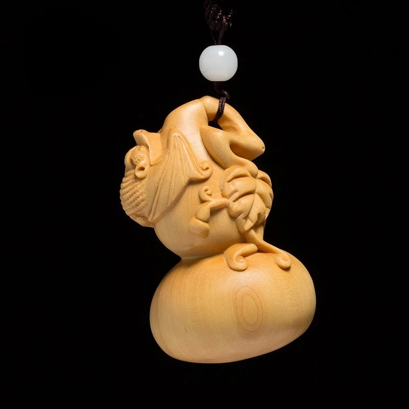 Fulu Pumpkin Accessories Feng Shui Boxwood Carving Lucky Home Decorations Solid Wood Gifts