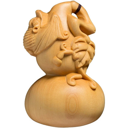 Fulu Pumpkin Accessories Feng Shui Boxwood Carving Lucky Home Decorations Solid Wood Gifts