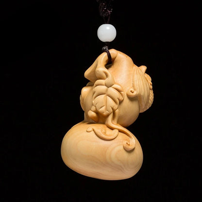 Fulu Pumpkin Accessories Feng Shui Boxwood Carving Lucky Home Decorations Solid Wood Gifts