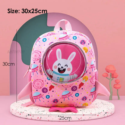 Funny Cartoon Rocket Kids School Bags for Boys Girls Cute Dinosaur Anti-lost Backpacks Toddler Children Bag Mochilas Escolares