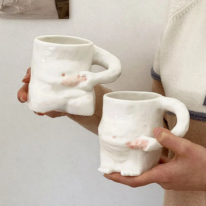Funny Ceramic Mugs Coffee Cups Personality Coffee Cup Milk Tea Water Cups Creative Pinch Belly Cup Mug Drinking Coffee Mugs