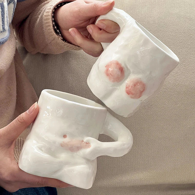 Funny Ceramic Mugs Coffee Cups Personality Coffee Cup Milk Tea Water Cups Creative Pinch Belly Cup Mug Drinking Coffee Mugs