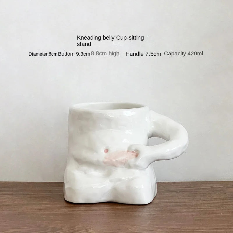 Funny Ceramic Mugs Coffee Cups Personality Coffee Cup Milk Tea Water Cups Creative Pinch Belly Cup Mug Drinking Coffee Mugs