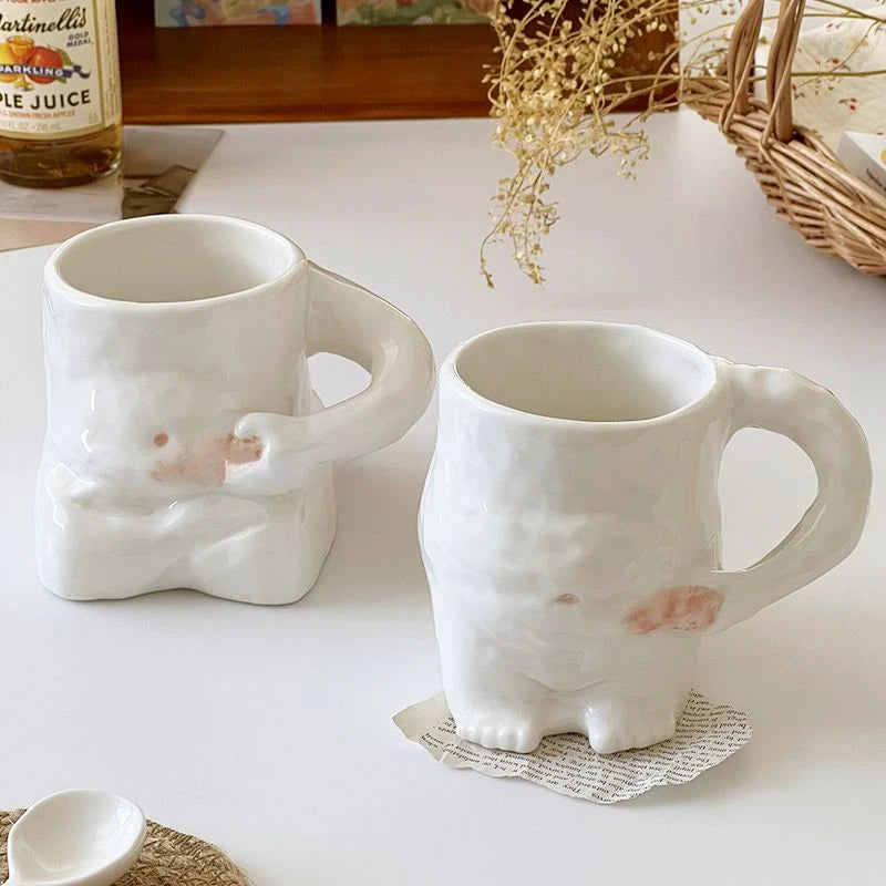 Funny Ceramic Mugs Coffee Cups Personality Coffee Cup Milk Tea Water Cups Creative Pinch Belly Cup Mug Drinking Coffee Mugs