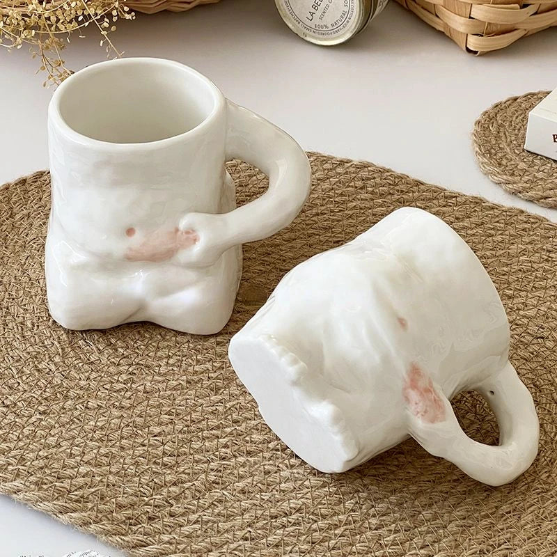 Funny Ceramic Mugs Coffee Cups Personality Coffee Cup Milk Tea Water Cups Creative Pinch Belly Cup Mug Drinking Coffee Mugs