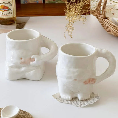 Funny Ceramic Mugs Coffee Cups Personality Coffee Cup Milk Tea Water Cups Creative Pinch Belly Cup Mug Drinking Coffee Mugs