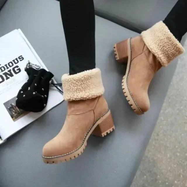 Fur Ladies Shoes Warm Boots Boots Ankle Snow Wool Mid Boot Winter Warm Edge Casual Comfortable Booties Turned-over Women Women