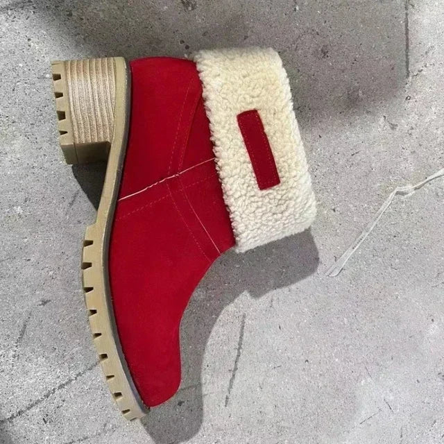Fur Ladies Shoes Warm Boots Boots Ankle Snow Wool Mid Boot Winter Warm Edge Casual Comfortable Booties Turned-over Women Women