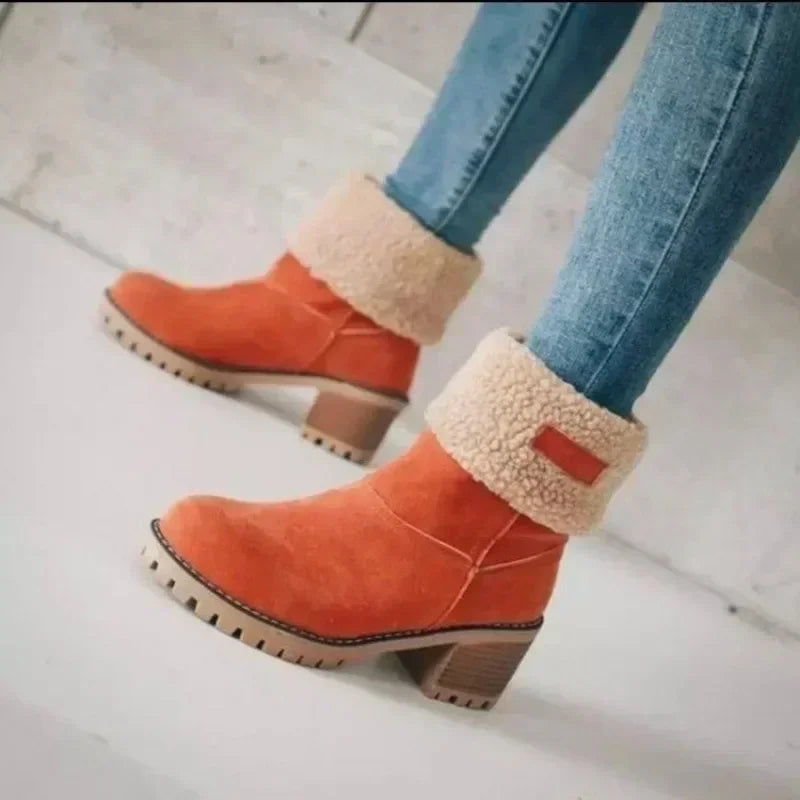 Fur Ladies Shoes Warm Boots Boots Ankle Snow Wool Mid Boot Winter Warm Edge Casual Comfortable Booties Turned-over Women Women