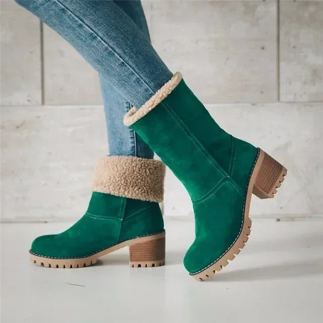 Fur Ladies Shoes Warm Boots Boots Ankle Snow Wool Mid Boot Winter Warm Edge Casual Comfortable Booties Turned-over Women Women