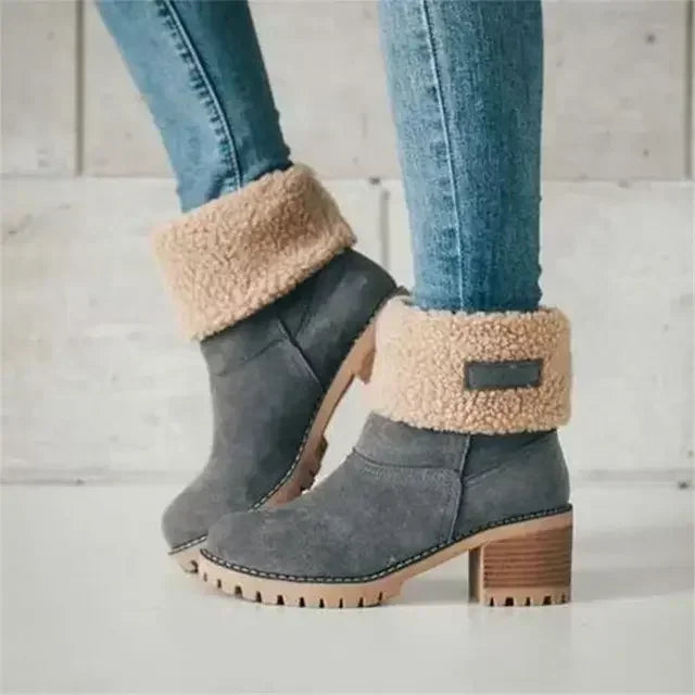 Fur Ladies Shoes Warm Boots Boots Ankle Snow Wool Mid Boot Winter Warm Edge Casual Comfortable Booties Turned-over Women Women
