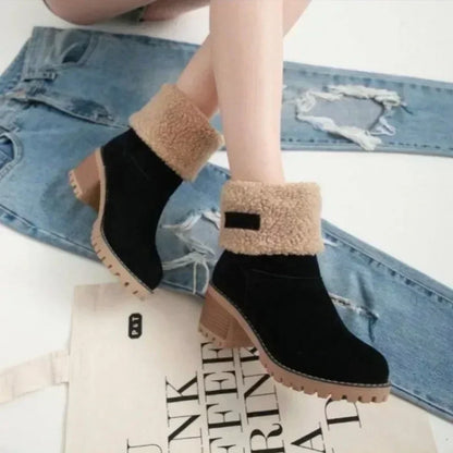 Fur Ladies Shoes Warm Boots Boots Ankle Snow Wool Mid Boot Winter Warm Edge Casual Comfortable Booties Turned-over Women Women