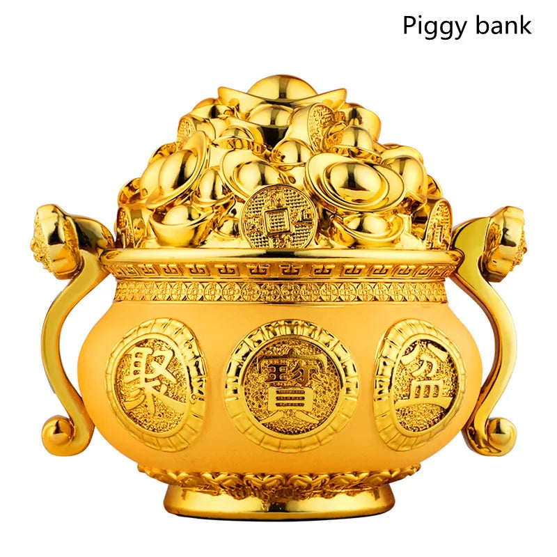 GOLD Resin money box statue Gold ingot boxes Feng Shui home decoration  accessories birthday present home decor accessories