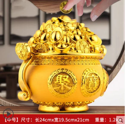 GOLD Resin money box statue Gold ingot boxes Feng Shui home decoration  accessories birthday present home decor accessories
