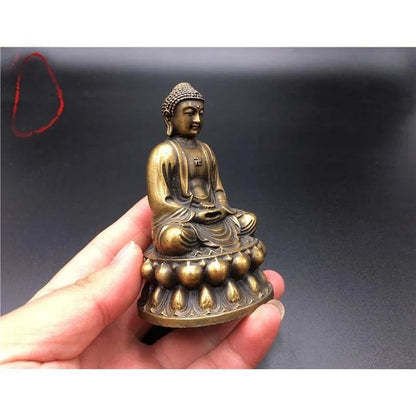 GOOD 2022 Southeast Asia HOME CAR Efficacious protection Safe good luck Sakyamuni Amitabha Buddha FENG SHUI bronze amulet statue