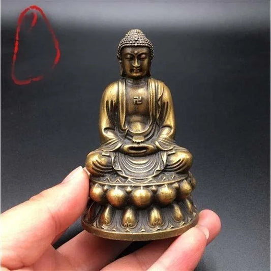 GOOD 2022 Southeast Asia HOME CAR Efficacious protection Safe good luck Sakyamuni Amitabha Buddha FENG SHUI bronze amulet statue